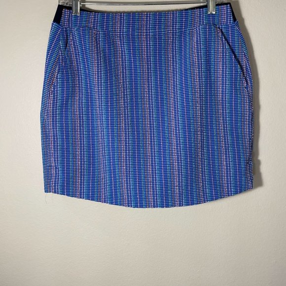 POLO Golf Ralph Lauren Skort Skirt Medium Blue Green Pink Stripe Pockets NEW - Picture 1 of 13